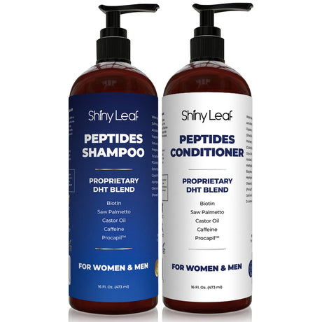 Shampoo y acondicionador con Péptidos con palma saw palmetto, cafeína y biotina - 16 oz