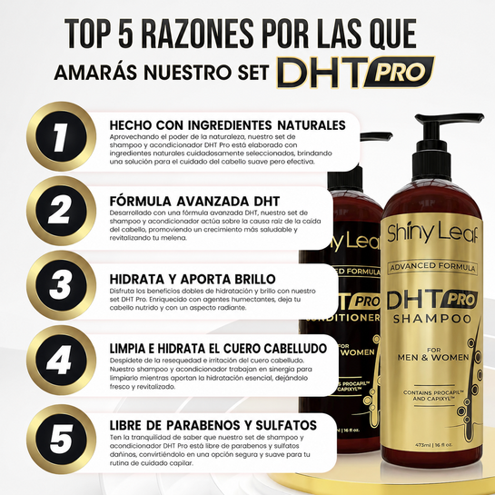 SET DE SHAMPOO Y ACONDICIONADOR DHT PRO CON FÓRMULA AVANZADA